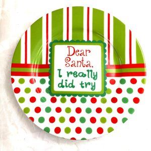 Clay Art Santa's Christmas Holiday Ceramic Cookie Plate  Dear Santa EUC